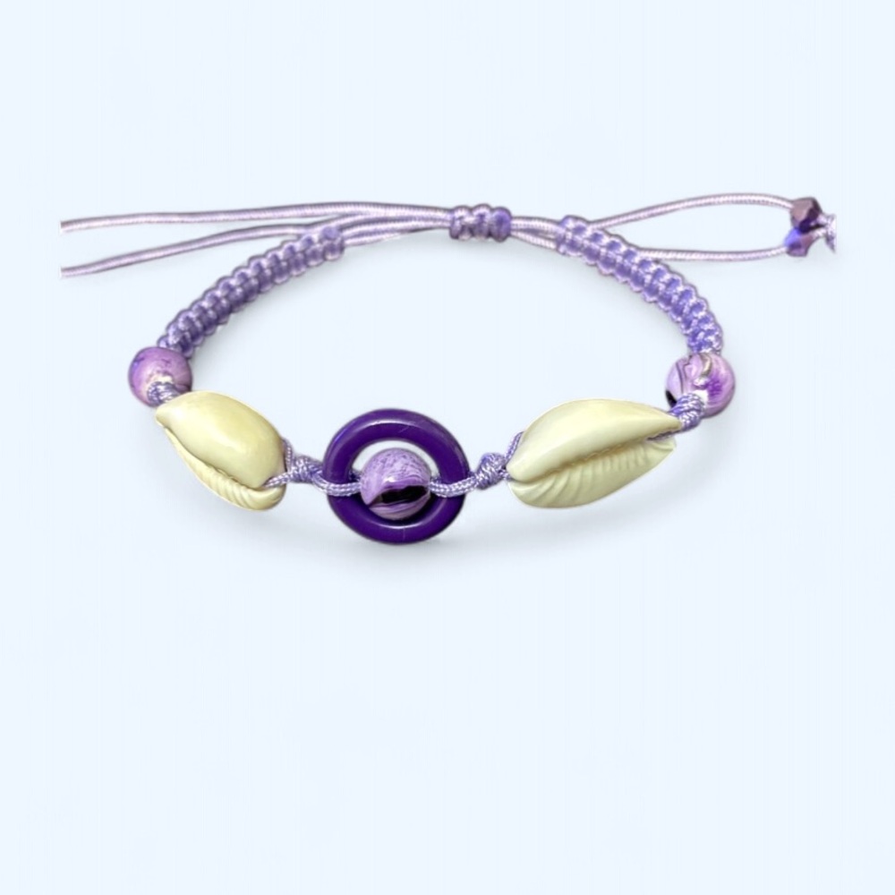 Purple Natural Shell friendship Macrame knotting Bracelet